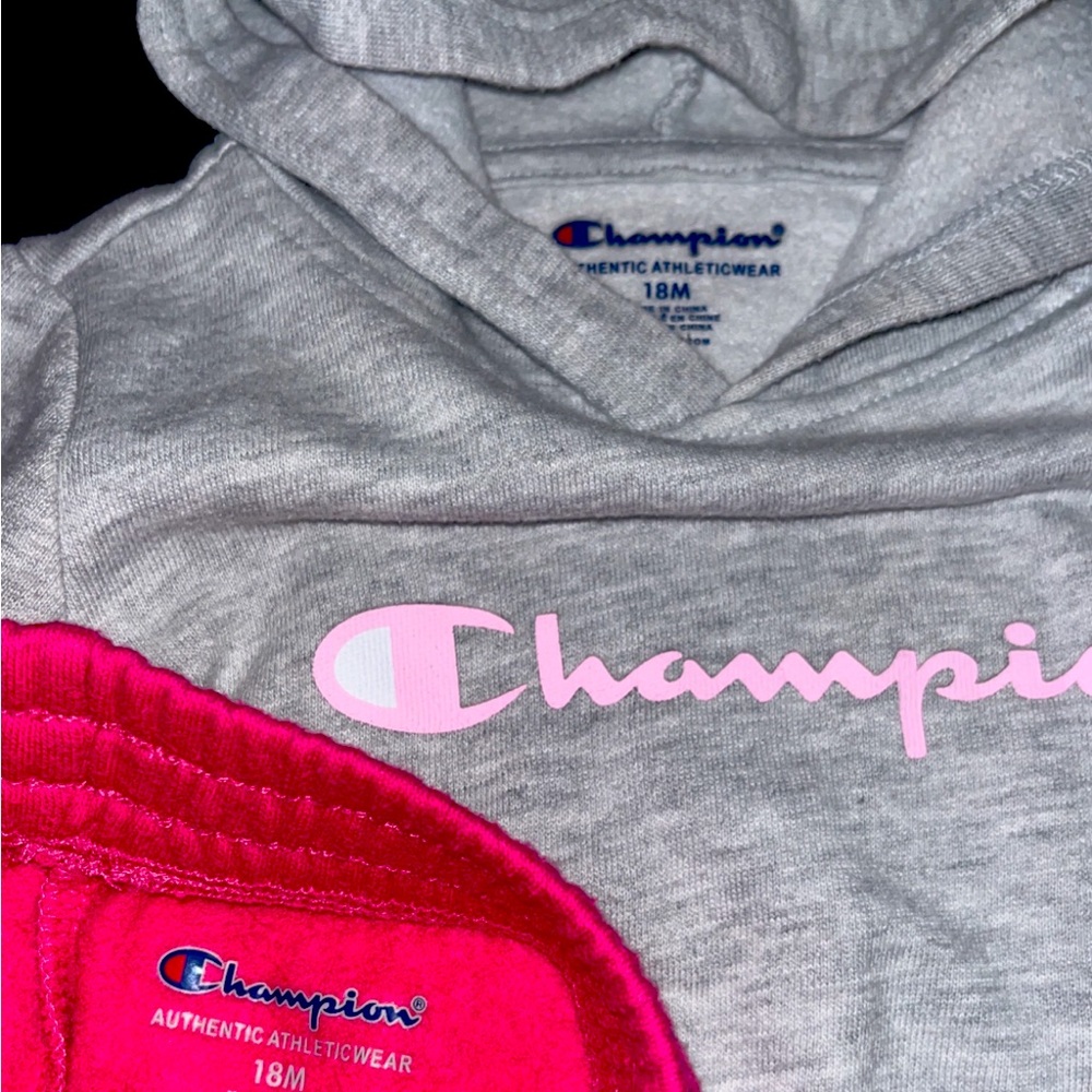 Champion hoodie with pink sweats
